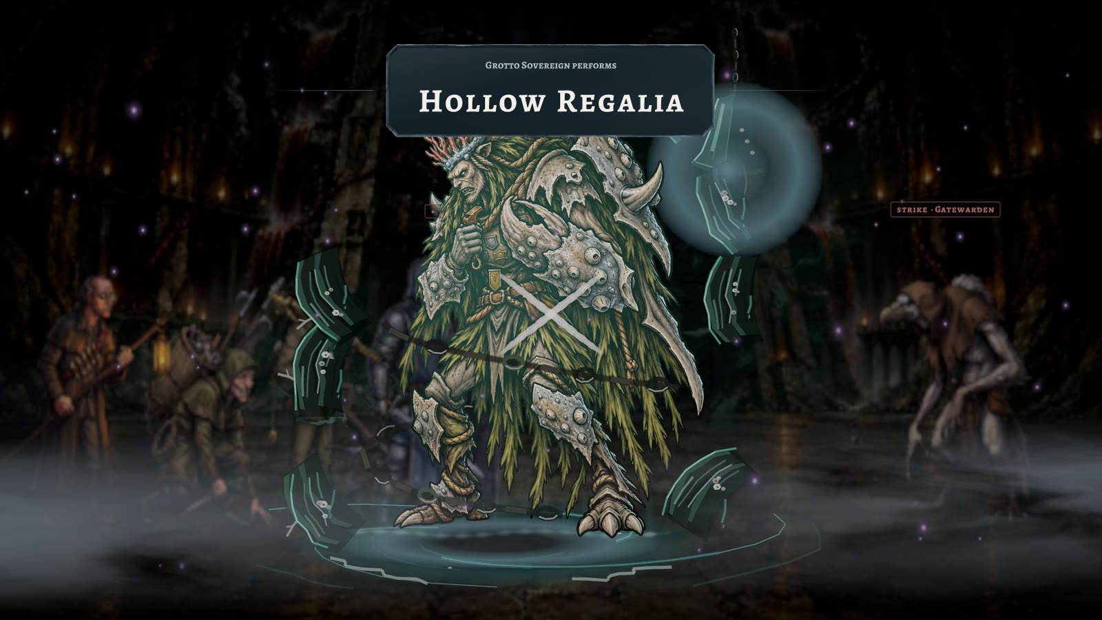 El jefe Grotto Sovereign usa el ataque Hollow Regalia en un combate de VEKARRA