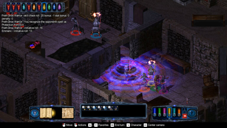 Grupo em combate por turnos numa masmorra de Pool of Radiance: Ruins of Myth Drannor